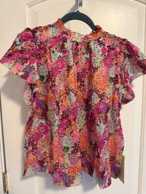 Trovata Birds of Paradis (Carla Meadow Floral) top NWT